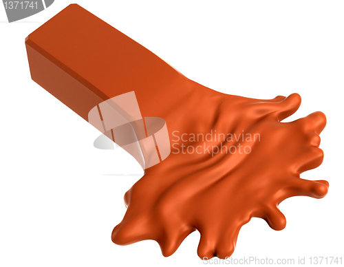 Image of Melting chocolate block isolated 