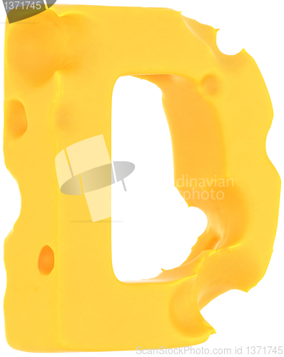 Image of Cheeze font D letter isolated on white