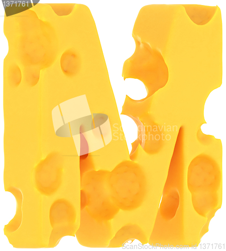 Image of Cheeze font M letter isolated on white