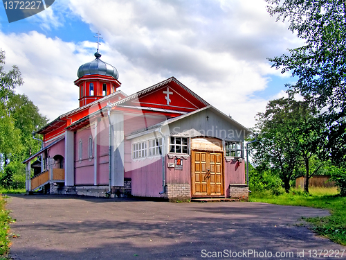 Image of The Small rural wooden russian church.