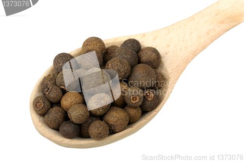 Image of allspice in a wooden spoon