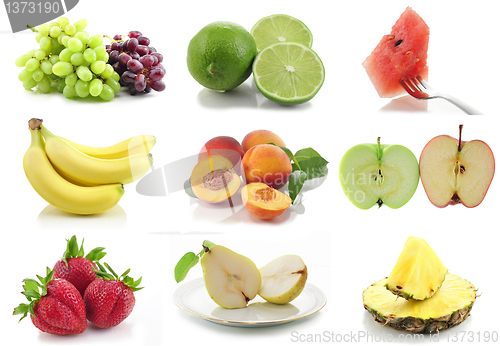 Image of colorful assorted fruits collage