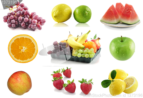 Image of colorful assorted fruits collage