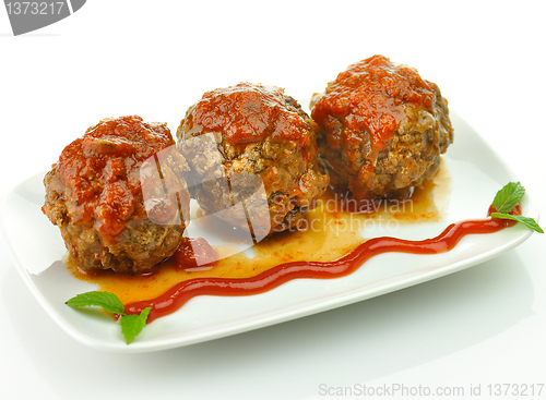 Image of meat balls with tomato sauce 