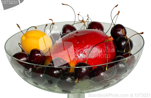 Image of Fruit in vase isolated on white background