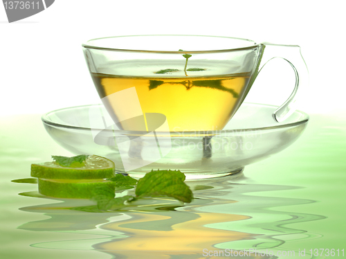 Image of glass cup of green tea 