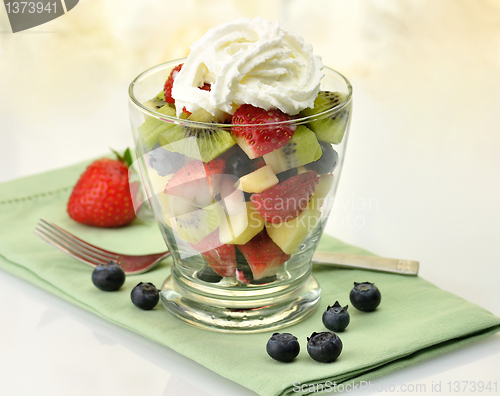 Image of fresh fruit salad in a glass 
