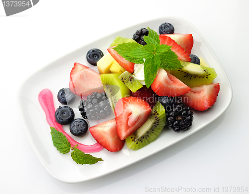 Image of fresh fruit salad top view 