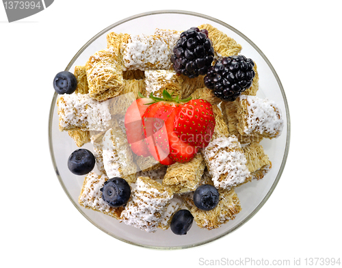 Image of Shredded Wheat Cereal with fruits and berries 