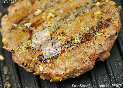 Image of hamburger on a grill 