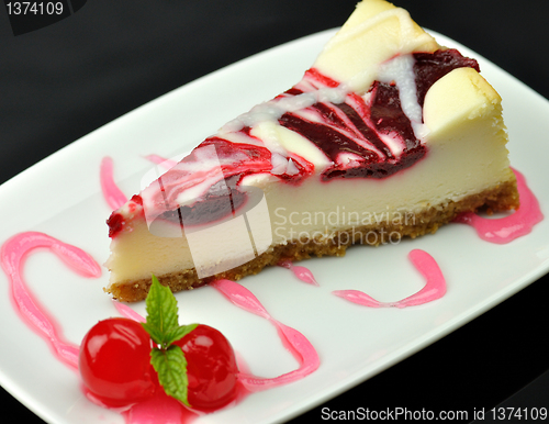 Image of cheesecake with cherry 