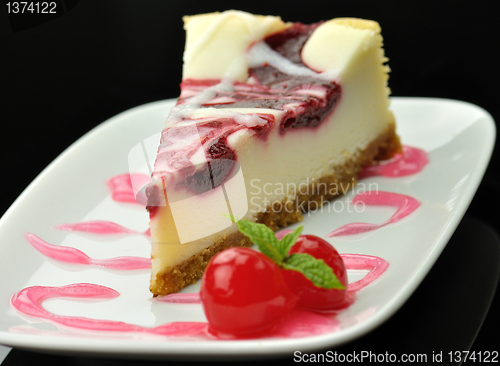 Image of cheesecake with cherry 