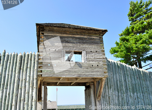 Image of old wooden fort with cannon