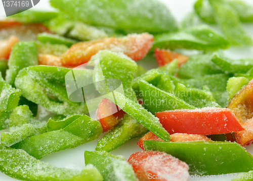 Image of frozen red and green sweet peppers