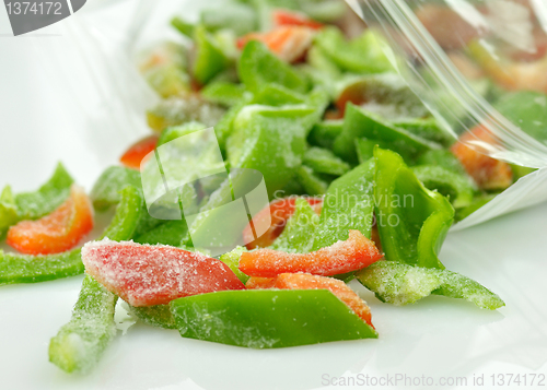 Image of frozen red and green sweet peppers 