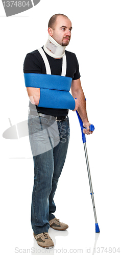 Image of man with crutch