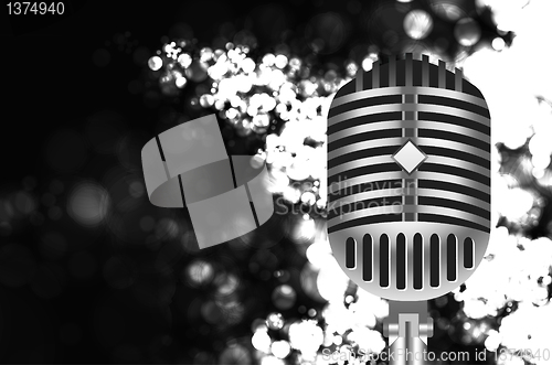 Image of vintage microphone on stage