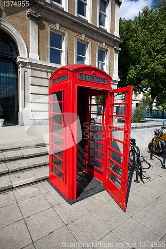 Image of Old red telephone box in London