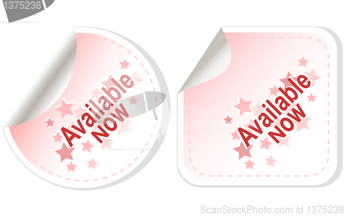 Image of stickers available now Button set card Vector