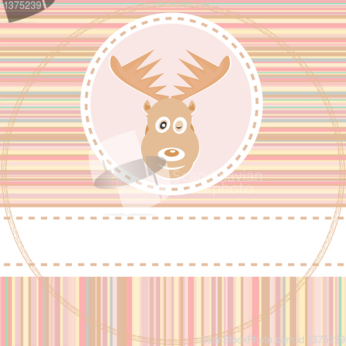 Image of cute deer face animal on brown background vector