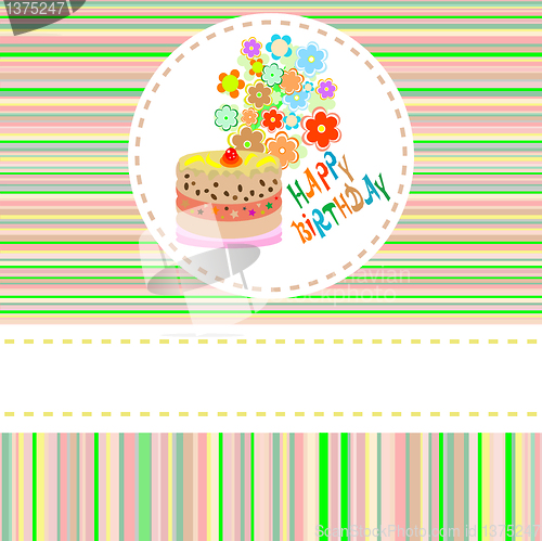 Image of cute flower and cake happy birthday background