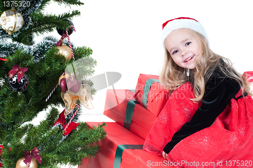 Image of Baby girl dressed up for Christams