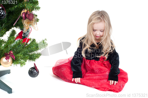 Image of Baby girl dressed up for Christams