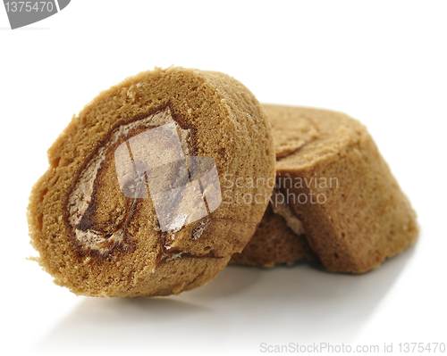 Image of Chocolate swiss roll slices 
