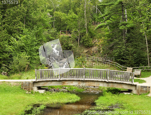 Image of wooden bridge in the park 