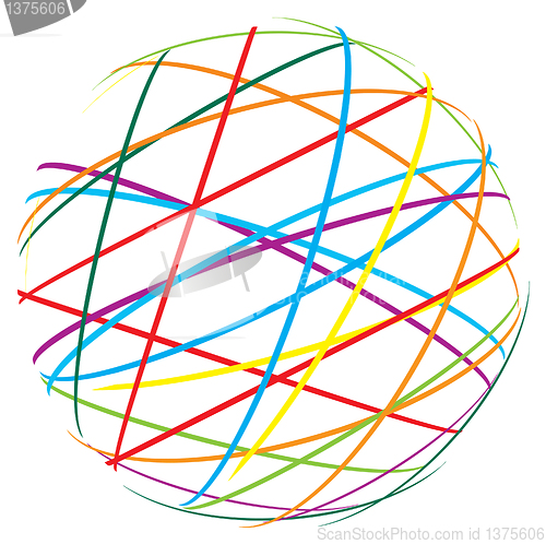 Image of abstract sphere from color lines