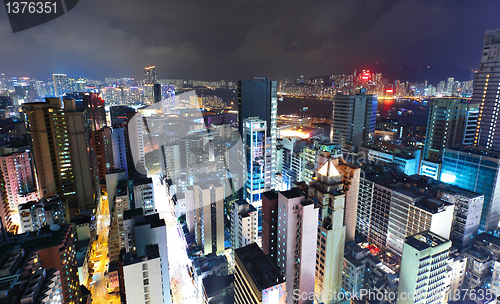 Image of Hong Kong with crowded building at night