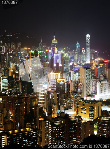 Image of Hong Kong with crowded building at night