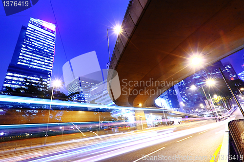 Image of traffic in city at night