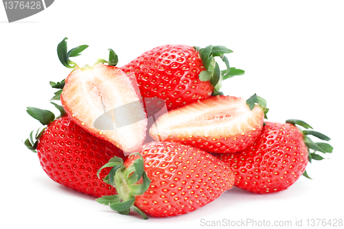 Image of Strawberries isolated over white background