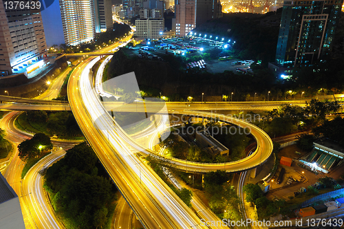 Image of Highway at night in modern city