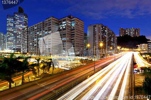 Image of traffic in city at night