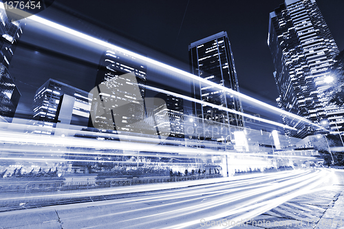 Image of Traffic in downtown at night