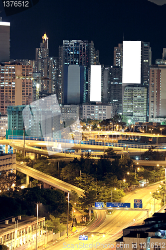 Image of Hong Kong downtown at night 