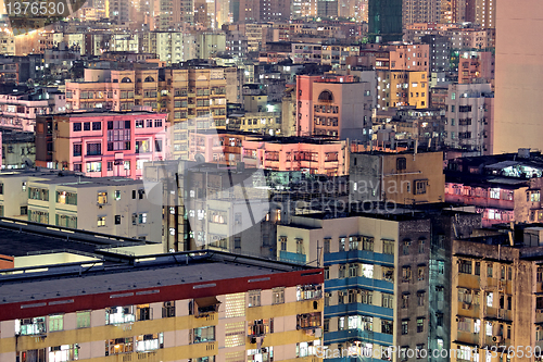 Image of urban city at sunset with all lights lit up 