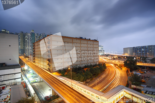 Image of city in the storm weather