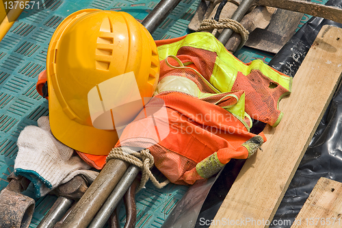 Image of Construction worker supplies close up