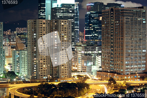 Image of Hong Kong downtown at night 