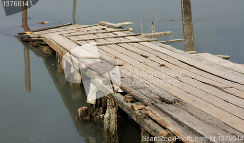 Image of broken wood bridge