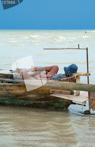 Image of Sleeping in the boat