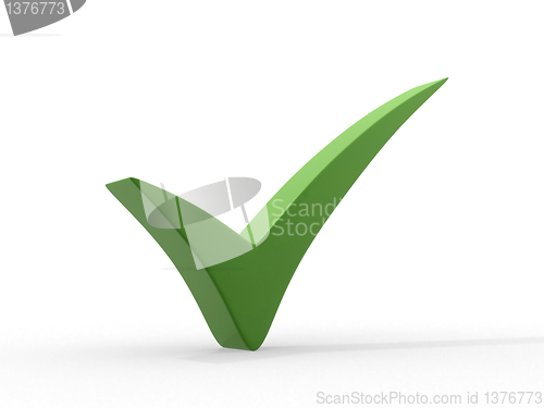 Image of A big green tick - 3D. Green for GO!