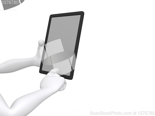 Image of businessman working on Ipad - 3d illustration 