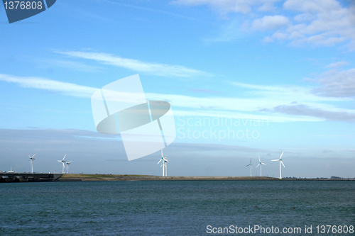 Image of Dam, sea and wind green energy in Zeeland