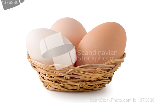 Image of Eggs lay in a woven basket