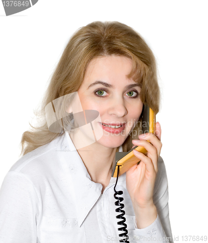 Image of Businesswoman speak by phone