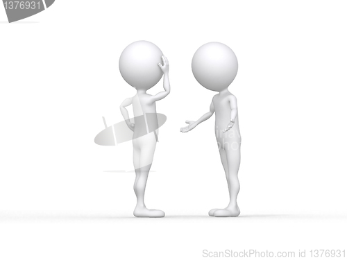 Image of symbolic 3d male say to friend that he is sorry